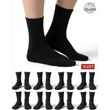 COUSEN 12 Çift Pamuklu Unisex Tenis Çorap | Günlük | Comfort | Egzersiz | Fitness | Spor | Tüm Sezonlar | - Standart - Siyah (B)