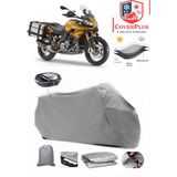 Coverall Aprilia Caponord 1200 Rally Arka Çanta Uyumlu (Gri) Motorsiket Brandası Motor Örtüsü Çadır Su Geçirmez Motosiklet Kılıfı Motor Brandası - Gri- Arka Çanta UYUMLU