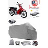 Coverall Çelik Motor Cup 110 Arka Çanta Uyumlu (Gri) Motorsiket Brandası Motor Örtüsü Çadır Su Geçirmez Motosiklet Kılıfı Motor Brandası - Gri- Arka Çanta UYUMLU