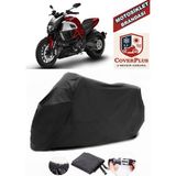 Coverall Ducati Diavel Strada Siyah Motorsiket Brandası Motor Örtüsü Çadır Su Geçirmez Motosiklet Kılıfı Motor Brandası - Siyah- Arka Çanta UYUMSUZ