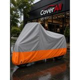 Coverall Kawasaki El 125 (Gri-Turuncu Parç.)Motosiklet Brandası,su Geçirmez (Çantasız Motor) - Gri - Turuncu