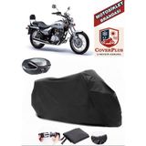 Coverall Kawasaki El 125 Siyah Arka Çanta Uyumlu Motorsiket Brandası Motor Örtüsü Çadır Su Geçirmez Motosiklet Kılıfı Motor Brandası - Siyah- Arka Çanta UYUMLU