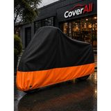 Coverall Kawasaki El 125 (Siyah- Turuncu Parç.)Motosiklet Brandası,su Geçirmez (Çantasız Motor) - Siyah - Turuncu