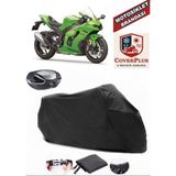 Coverall Kawasaki Ninja ZX-10RR Siyah Arka Çanta Uyumlu Motorsiket Brandası Motor Örtüsü Çadır Su Geçirmez Motosiklet Kılıfı Motor Brandası - Siyah- Arka Çanta UYUMLU