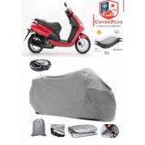Coverall Peugeot Vivacity 125 Arka Çanta Uyumlu (Gri) Motorsiket Brandası Motor Örtüsü Çadır Su Geçirmez Motosiklet Kılıfı Motor Brandası - Gri- Arka Çanta UYUMLU