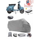 Coverall Piaggio Vespa 150 Arka Çanta Uyumlu (Gri) Motorsiket Brandası Motor Örtüsü Çadır Su Geçirmez Motosiklet Kılıfı Motor Brandası - Gri- Arka Çanta UYUMLU