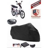 Coverall Salcano Spider 100 Siyah Arka Çanta Uyumlu Motorsiket Brandası Motor Örtüsü Çadır Su Geçirmez Motosiklet Kılıfı Motor Brandası - Siyah- Arka Çanta UYUMLU
