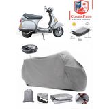 Coverall Vespa Cosa 200 Arka Çanta Uyumlu (Gri) Motorsiket Brandası Motor Örtüsü Çadır Su Geçirmez Motosiklet Kılıfı Motor Brandası - Gri- Arka Çanta UYUMLU