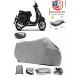 Coverall Vespa Gts 150 Arka Çanta Uyumlu (Gri) Motorsiket Brandası Motor Örtüsü Çadır Su Geçirmez Motosiklet Kılıfı Motor Brandası - Gri- Arka Çanta UYUMLU