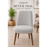 coverbox bohem Oval Sandalye Kılıfı Büyük Boy Yuvarlak Uyumlu yıkanabilir Esnek Sandalye Örtüsü GRİ