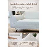 coverbox buklet bohem Lastikli 3 Kişilik Koltuk Örtüsü Kaymaz Esnek ve Yıkanabilir Koltuk Kılıfı KREM renk