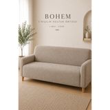 coverbox buklet bohem Lastikli 3 Kişilik Koltuk Örtüsü Kaymaz Esnek ve Yıkanabilir Koltuk Kılıfı vizon renk