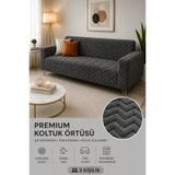coverbox Yumuşacık Welsoft Lastikli 3 Kişilik Koltuk Örtüsü Esnek ve Yıkanabilir Koltuk Kılıfı ANTRASİT 1 ADET