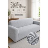 coverbox Yumuşacık Welsoft Lastikli 3 Kişilik Koltuk Örtüsü | Kaymaz, Esnek ve Yıkanabilir Koltuk Kılıfı GRİ