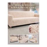 coverbox Yumuşacık Welsoft Lastikli 3 Kişilik Koltuk Örtüsü Kaymaz Esnek ve Yıkanabilir Koltuk Kılıfı VİZON