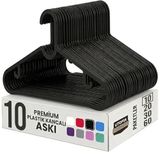 Coverest 10 Adet Slim Plastik Elbise Askısı, Gardrop İçin Alan Tasarruflu Pantolon Gömlek Ceket Etek Askısı, Kıyafet Askısı, 39.5 cm x 17.5 cm (10, SİYAH)