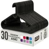 Coverest 30 Adet Slim Plastik Elbise Askısı, Gardrop İçin Alan Tasarruflu Pantolon Gömlek Ceket Etek Askısı, Kıyafet Askısı, 38.5 cm x 18 cm (30, SİYAH)