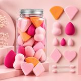 Coverest Makyaj Süngeri Seti Kavanozlu 12 Parça Pembe | 6 Farklı Boy Sünger, Fondöten ve Pudra İçin, Mini Puff Dahil, Hijyenik Saklama, Çok Yönlü Kullanım