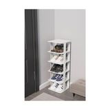 Coverest Modern 5 Katlı Ayakkabılık, Portatif Ayakkabı Rafı, Kolay Kurulum, 76X24.5X27.5 Cm, 6 Raf ve Destek Parçaları ile (Beyaz) - 0 - Siyah