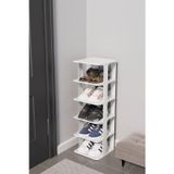 Coverest Modern 5 Katlı Ayakkabılık, Portatif Ayakkabı Rafı, Kolay Kurulum, 76x24.5x27.5 cm, 6 Raf ve Destek Parçaları ile (BEYAZ)