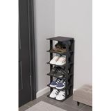 Coverest Modern 5 Katlı Ayakkabılık, Portatif Ayakkabı Rafı, Kolay Kurulum, 76x24.5x27.5 cm, 6 Raf ve Destek Parçaları ile (SİYAH)