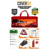 COVERİST Trafik ve İlk Yardım Seti - Ekonomik Paket 1 KG Araç Yangın Tüpü - 2 Adet Reflektör