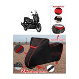CoverPlus Yamaha 2025 XMAX Branda SİYAH Topcase Arka Çanta Uyumlu Motor Brandası (Kırmızı Dikişli)