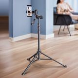Coverzone 1.9 Metre Alüminyum Tripod Telefon Standı, 360° 3D Başlık, Bluetooth Uzaktan Kumanda 10m, Telefon Klipsli Işık Standı, Vlog Yayın Çekim İçin Profesyonel Tripod | B20 Pro