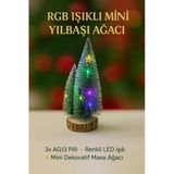 Coverzone 1 Adet Işıklı Mini Yılbaşı Ağacı Masaüstü Aydınlatma Dekoratif Hediyelik Noel Pilli Çam Ağaç 20 Cm