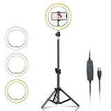 Coverzone 10 inch Youtuber LED Işıklı Halka Telefon Tutuculu 10 inch 26 cm Selfie/Yayıncı/Makyaj Işığı 210 cm Tripod F08