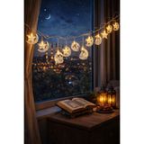 CoverZone 10 Lu 2 Metre Fişli LED Ramazan Temalı Şeffaf Süs Dekorasyon Sarı Işık Aydınlatma Oda Balkon Süsleme