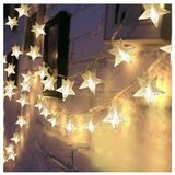 Coverzone 10 Metre 60 Ledli Yıldız Işık Zinciri Dekoratif Fişli Sıcak Sarı Led Aydınlatma Ev Oda Balkon Duvar Pencere Yılbaşı Parti ve Doğum Günü Süslemeleri
