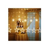 Coverzone 10 Yıldızlı Sarkıt Perde Led Işık bahçe balkon parti Yılbaşı Süsleme 2,5 Metre Saçak Led