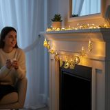 Coverzone 10'lu 2 Metre Pilli LED Ramazan Kandil Temalı Dekoratif Işık, Sarı Işık 2 Modlu Ayd� - Çok Renkli