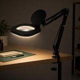 Coverzone 10X LED Işıklı Büyüteçli Masa Lambası 80 LED 15W 850 Lümen F-689A | 3000-6500K 5 Işık Renkli 10X Büyüteçli LED Lamba 80 LED 85Ra 5V/3A %10-%100 Kısılabilir Parlaklık ABS PC Demir Cam Yapı