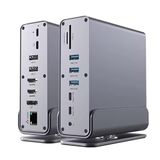 Coverzone 16in1 Type-C Docking Station, 4K UHD Destekli, Hızlı USB 3.0 Veri Transferi, Gigabit Ethernet, MacBook, iPad, Samsung ve Diğer Cihazlarla Uyumlu, Yüksek Hızlı Çift USB-C Çıkışı | TC16in1