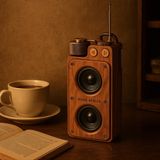 CoverZone 19CM Retro Ahşap Tasarımlı Bluetooth Hoparlör – 5W Güçlü Ses, 5.0 Kablosuz Bağlantı, 1500 Mah Şarjlı Batarya, Fm Radyolu, Usb/tf Kart Destekli, Taşınabilir Nostaljik Müzik Kutusu | A8 - Kahverengi