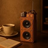 Coverzone 19cm Retro Ahşap Tasarımlı Bluetooth Hoparlör – 5W Güçlü Ses, 5.0 Kablosuz Bağlantı, 1500 mAh Şarjlı Batarya, FM Radyolu, USB/TF Kart Destekli, Taşınabilir Nostaljik Müzik Kutusu | A8