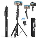 Coverzone 2 Metre Tripod Selfie Çubuğu Bluetooth Kumandalı 360° Dönebilen Telefon Kamera Standı Cold Shoe Mikrofon Işık Destekli Katlanabilir Vlog Canlı Yayın Tripodu | NP-Z5