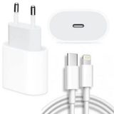 Coverzone 20W Adapter USB-C to lightning Kablo Akıllı Telefon iPhone ile uyumlu ve iPad ile uyumlu Lightning Girişli Cihazlar için Uyumlu Şarj Seti Seyahat ve Duvar Şajı Ev Ve Ofis İş