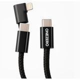 Coverzone 2in1 iPhone ile Uyumlu Data ve Şarj Kablo, Type-C to Type-C Lightning Kablo, 120 cm Uzunluk, USB C to Lightning ile Uyumlu Kablosu ZR50
