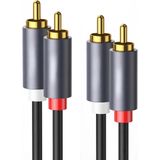 Coverzone 2RCA Stereo Ses Kablosu Altın Uçlu Yüksek Ses Kalitesi AUX 3.5mm RCA Kablo Subwoofer Amfi TV Ses Sistemi ile Uyumlu Dayanıklı PVC, Audio Kablo, Siyah (2metre)