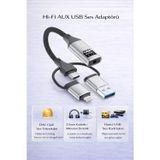 Coverzone 3.5Mm Hi-Fi Ses Dönüştürücü Lightning Type-C Usb Dac Kulaklık Mikrofon Canlı Yayın | Zr1206