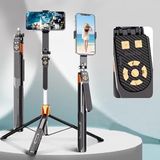 Coverzone 3 Eksen Anti Shake Stabilizasyonlu Selfie Çubuğu Tripod 170 cm Uzatılabilir Alüminyum Gövde 10 m Bluetooth Kumanda 360° Ayar 1/4 Vida Kamera Vlog Canlı Yayın | NP-L6S
