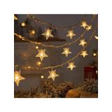 Coverzone 3 metre Led Işıklı 20'li Yıldız Işık Zinciri Dekoratif Pilli Aydınlatma Ev Dekorasyonu Süsleme Salon Oda Merdiven Balkon Süslemeleri için Yılbaşı Eğlence Doğum Günlerine Özel Aydınlatma