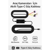 Coverzone 3 Metre Type-C Araba Hardwire Güç Kablosu 12/24V-5V Dönüştürücü Park Modu Destekli