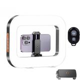 Coverzone 3in1 Şarjlı LED Ring Light Video Işık Seti Telefon Tutucu Bluetooth Kumandalı 20W 2500K-8500K Ayarlanabilir Işık CRI96+ Vlog Canlı Yayın Makyaj Çekim Işığı | RL-200
