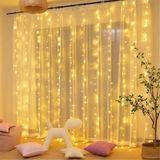 Coverzone 3x2 Metre Fişli 216 LED Saçak Işık Zinciri – Dekoratif Yılbaşı Aydınlatması, Ev, Salon, Balkon ve Perde Süslemeleri için Sıcak Işık Zinciri, Parti ve Doğum Günleri için Özel Dekor
