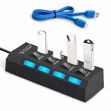Coverzone 4 Port USB 3.0 & 2.0 Hub Çoğaltıcı Switch Splitter, 50 cm Kablo Uzunluğu, USB 3.0 5 Gbps Hız, Siyah, Port Açma/Kapama Anahtarı, MacBook, Ultrabook Uyumlu