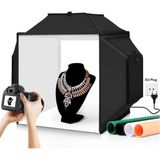 CoverZone 40X40X40 cm Katlanabilir Fotoğraf Çekim Çadırı 72W 5500K LED Işıklı Stüdyo Softbox, 4 Renk Fonlu (Beyaz Siyah Turuncu Yeşil), Ürün Fotoğraf Çekim Kutusu, Fotoğraf Stüdyosu (PU5042) - 40x40x40 PU5042